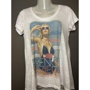 Lyla Shirt Womens M White French Riviera Beach Graphic Scoop Neck Tee Top